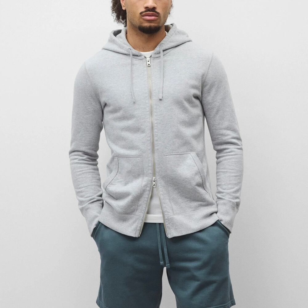 Reigning Champ Midweight Terry Slim Heather Grey Zip Up Hoodie Large NEW Jacket